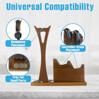 Game Controller Holder Gifts for Gamers to Organize Gaming Accessories & Headphone Holder, Unique Gamer Gifts Headset Stand Controllers Holders, Stylish Controller Stand Gaming Equipment - size: Game_Brown