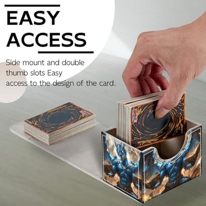 Trading Card Storage Box, Holds 100+ for MTG Cards, PU Leather with Magnetic Closure, Blue Dragon Mage with Floating Tomes Durable Deck Box for Magic the Gathering, Trading Card Games - color: Blue Dragon Mage with Floating Tomes
