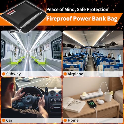 ENGPOW Fireproof Organizer Travel Safe Bag, Portable Electronic Carry Case | Heat Insulated＆Explosion-Proof, Home Travel Storage for Power Bank,Phone,Cables,USB Drive, Charging Protection, 10.6''x6.7'' - size: 10.6'' x 6.7''