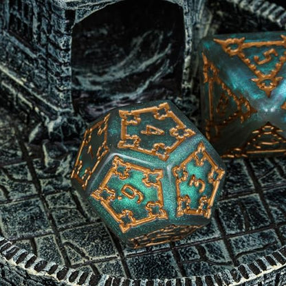 cusdie 7 Pcs 25mm Giant DND Dice with Dragon Eye Dice Bag, Polyhedral Dice Set, D&D Dice for Pathfinder RPG(Gray Green) - color: Light Green
