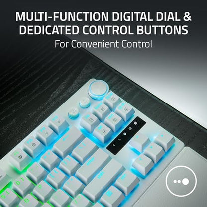 Razer Huntsman V3 Pro TKL 8KHz Esports Gaming Keyboard: Analog Optical Switches Gen 2-8000 Hz Polling Snap Tap - Rapid Trigger - Adjustable Actuation - Media Controls - PBT Keycaps - White - color: White, size: TKL, style: 8000 Hz Polling