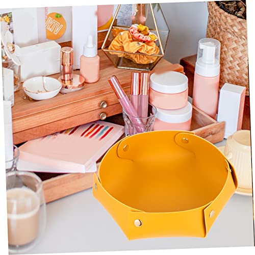Dice Storage Box Pu Folding Dice Tray Desk Tray Bead Organizers and Storage - color: Yellow