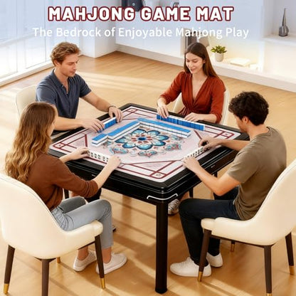 Mahjong Mat - 31.5" Non-Slip Waterproof Noise Reduction Gaming Mat | Celestial Bloom Design, Large Size for Mahjong, Poker, Board Games, Reduces Tile Noise, Protects Tables, Easy to Clean - style: Celestial‌ Bloom