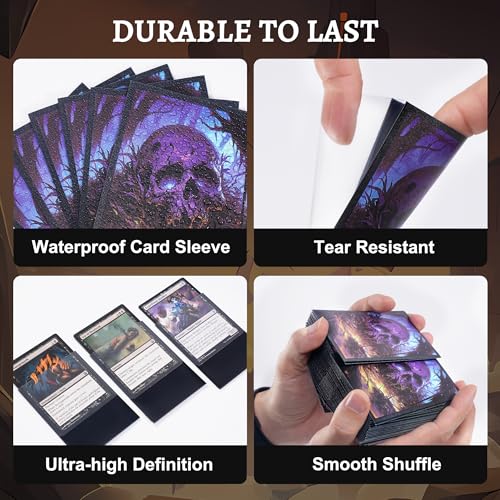 Kabinka MTG Card Sleeves - 100 Standard Size Pack Clear Front & Matte Finish Back with Skull, Premium Sleeves for Magic The Gathering TCG - color: Skull