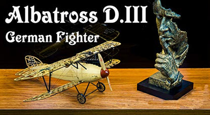 Viloga 3D Wooden Airplane Puzzles DIY Albatross D.III Biplane Model Kit, Laser-Cut Balsa Wood Airplane Kits to Build, Perfect 3D Wooden Jigsaw Puzzle for Adults Men Birthday Gift Home Decoration