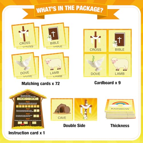 Fuutreo 82 Pcs Christian Memory Matching Game Religious Bible Matching Card | Memory Game Concentration Cards for Adult and Holiday Party Religious Bible Educational Gifts Family Supplies - style: Bible
