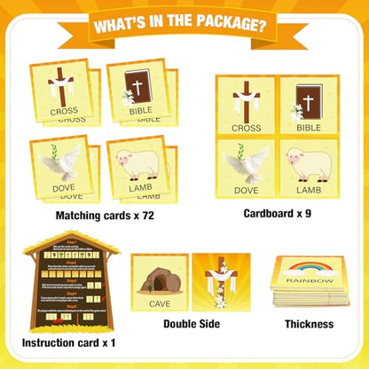 Fuutreo 82 Pcs Christian Memory Matching Game Religious Bible Matching Card | Memory Game Concentration Cards for Adult and Holiday Party Religious Bible Educational Gifts Family Supplies - style: Bible