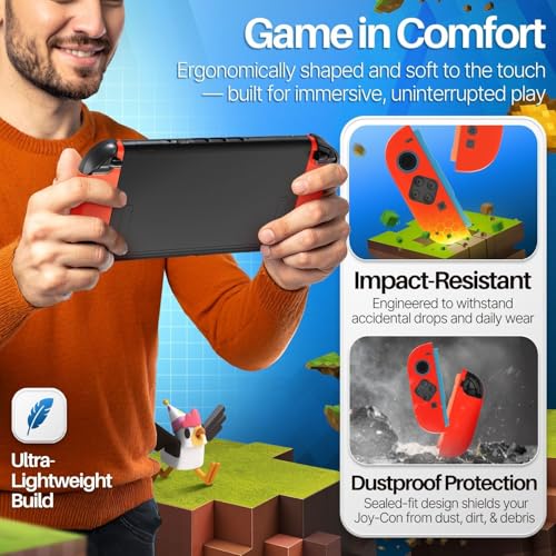 TNP JoyCon 2 Case Cover for Nintendo Switch 2 2025 - Soft Anti-Slip Silicone Protective Skin with Thumb Grip Caps Compatible with Nintendo Switch 2 Joy-Con 2 Controllers, 2 Pack (Red) - color: Red