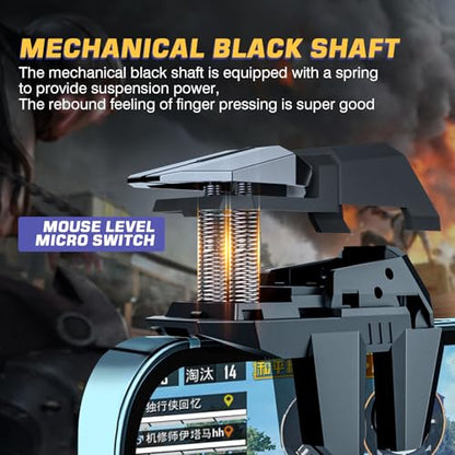 EasEasy PUBG Game Trigger, Mobile Phone Controller Compatible for PUBG/Rules of Survival/Knives Out, 6 Fingers Trigger with Sensitive Aim and Shoot Smartphone Joystick for iPhone & Android-Black - color: Black 1