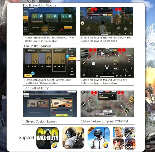Mikirini 13 in 1 PUBG Mobile Phone Controller Combo, L2R2 4 Gaming Triggers | For PUBG/Call of Duty/Free Fire/Fornite, compatible with iPhones & Android Smart Phones, 6 fingers operation