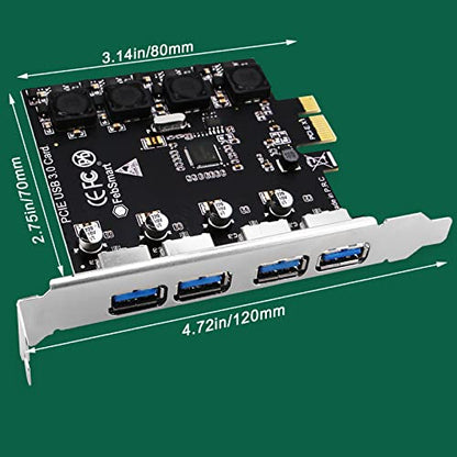 4 Ports Superspeed 5Gbps USB 3.0 PCI Express Expansion Card for Windows 11, 10, 8.x, 7, Vista, XP Desktop PCs, Built in Self-Powered Technology, No Need Additional Power Supply (FS-U4-Pro) - style: FS-U4-Pro
