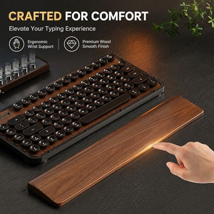 Walnut Wood Keyboard Wrist Rest for Mechanical Keyboard, 104 Keys 17.3 Inch Wooden Wrist Rest with 6° Ergonomic Slope, 20mm Thick Palm Rest, Non-Slip Base for Office and Gaming Setup (17.3"-104 Keys) - size: 17.3"-104 Keys