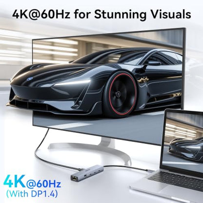 MOKiN 10Gbps USB C Hub Ethernet, 7 in 1 USB C Adapter for MacBook Pro/Air with 4K@60HZ HDMI, 3*USB-C 10Gbps Data, RJ45, USB 2.0, 100W PD, USB C Dongle for MacBook Pro/Air/Dell/HP/Thinkpad/Lenovo. - color: Gray