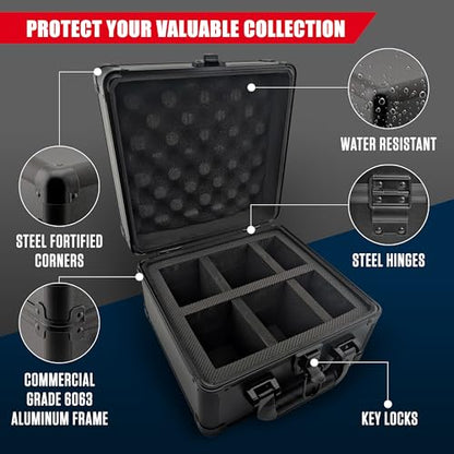 2 ROW Graded Card Storage Box, Holds 70+ PSA Slab Case for Sports Cards, Trading Card Case with Lock, BGS Card Carrying Case, Card Storage - size: 2 Row