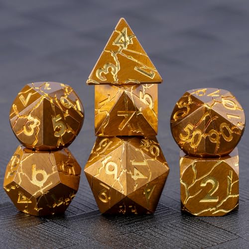 Dungeons and Dragons Dice Metal Dice Set with Gift Case, Polyhedral Dice Set for RPG D&D RPG Tabletop Games Dice Set - color: Gold