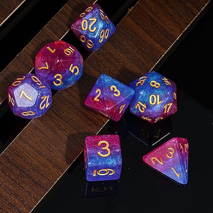 DND Dice Bisexual-Pride Polyhedral Dice Set D&D for Tabletop Games | Leather Storage Bag, DM Gift, for Dungeons and Dragons Role Playing Games - color: Flag-bisexual-pride