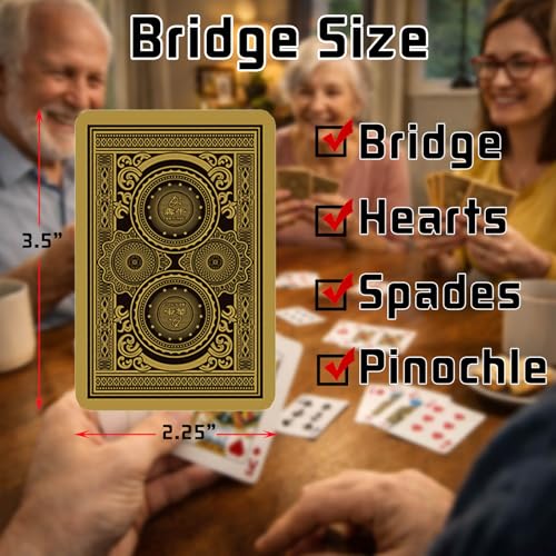 Ben Niu Bridge Size 100% Plastic Playing Cards Silver Edge Tin Box | Waterproof pvc deck, mechanical gear pattern, larger index readability, sturdy metal container, fully washable material - color: Silver Foil Bridge With Box