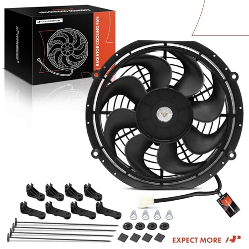 A-Premium 10'' 10 inch Slim Universal Electric Cooling Fan Assembly | 900 m3/h, 12V 80W, Pull Fan with Mount Kit - style: 10 inch