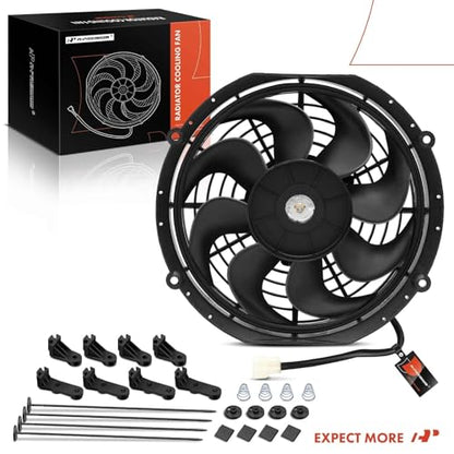 A-Premium 10'' 10 inch Slim Universal Electric Cooling Fan Assembly | 900 m3/h, 12V 80W, Pull Fan with Mount Kit - style: 10 inch