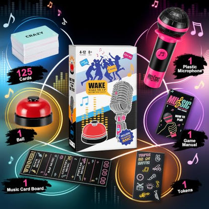 Party Game-Ultimate Music Trivia Challenge for 4-12 Players,New Music Version of Family Card Game,125 Lyric Cards,Microphone & Games Board,Perfect for Adults & Music Lovers Games Night