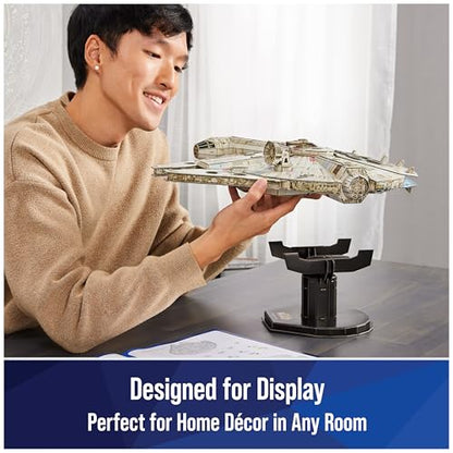 4D Build Star Wars Millennium Falcon 3D Model Kit, Star Wars Gifts, Desk Decor for Fans & Collectors, 223 Pieces, 3D Puzzles, Gift Ideas for Ages 12 & Up - style: Millennium Falcon 223 pcs