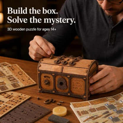 WOODEN.CITY Treasure Chest Puzzle Box for Adults – 3D Wooden Puzzles Mystery Box Brain Teaser & Escape Room Game with Secret Opening (165 Pieces, Gift Idea)