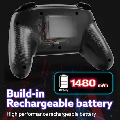 Fosmon Wireless Gaming Pro Controller For Nintendo Switch 2/1/Lite/OLED | Compatible with Switch 2 1 Lite OLED Steam Deck Android iOS Devices with Turbo, Motion Control, Vibration, Digital Triggers - color: Black