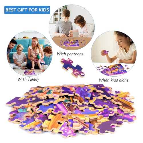 Puzzles for Kids Ages 4-8,Kids Puzzle in a Metal Box,Long Hairs Princess Small Puzzles,Children Boys Girls Learning Educational Puzzle Packed in Tin Box,100 Pieces - color: Long Hairs100