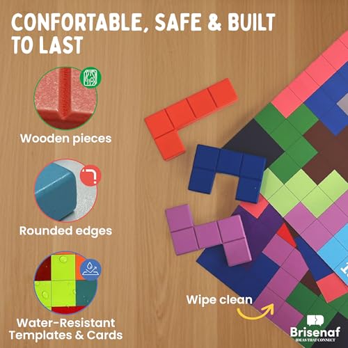Dementia Activities for Seniors, 2 in 1 Cognitive Games for Elderly: Tile Matching Puzzle & Memory Q&A, 15 Wooden Blocks, 26 Templates, Alzheimer's Activities, Games for Dementia Patients.