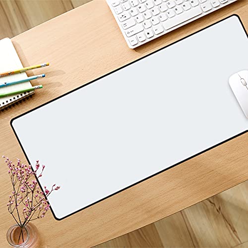 Qisan Large Gaming Mouse Pad Extended Desk Mat 35.43 x 15.74 x 0.15 Inch | Foldable Thick Keyboard Mat with Stitched Edges | Non-Slip Rubber Base for Desktop, Laptop & Gaming - White - color: White