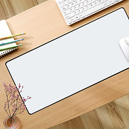 Qisan Large Gaming Mouse Pad Extended Desk Mat 35.43 x 15.74 x 0.15 Inch | Foldable Thick Keyboard Mat with Stitched Edges | Non-Slip Rubber Base for Desktop, Laptop & Gaming - White - color: White