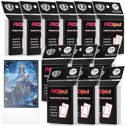 1200 Pack Card Sleeves Clear, Perfect Fit Inner Sleeves Ideal for Double-sleeving, Trading Card Sleeve Compatible with MTG, PKM, TCG and Gaming Cards (60 Microns) - size: 1200 Pack