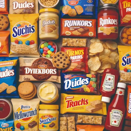 1024 Piece Puzzle for Adults, Fun Retro Snack Puzzles | Vintage Snack Food Collage Jigsaw Puzzle, Retro Pantry Wall Decor & Food Lover Gift, 23.86" x 23.86" - color: Lots of Snacks