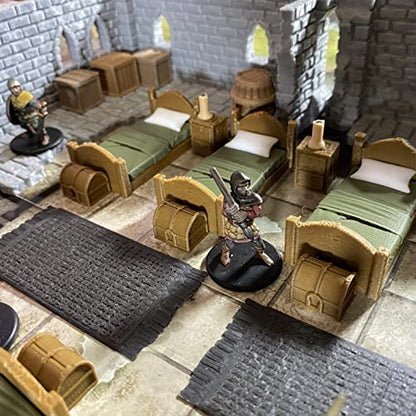 Soldier Barracks Miniature Terrain Set for Tabletop Role Playing Games 28mm Scale
