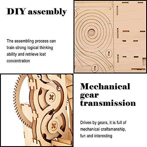 Solar 3D Wooden Puzzle Marble Run DIY Model Kit Craft Sets Wood Mechanical Toys Experiments Projects Birthday Gift for Adult Men Age 14+ Years Old - style: Stair marble run