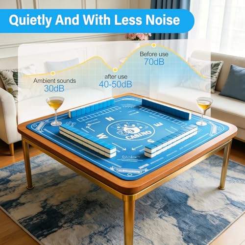 No Creases Mahjong Mat with Rules for Table 32.4''x32.4'', Rolled Shipping, Mah Jongg Mat with Carrying Bag for American Mahjong, Poker, Board Games, Card Games & Dominoes (Blue) - color: Bright Blue