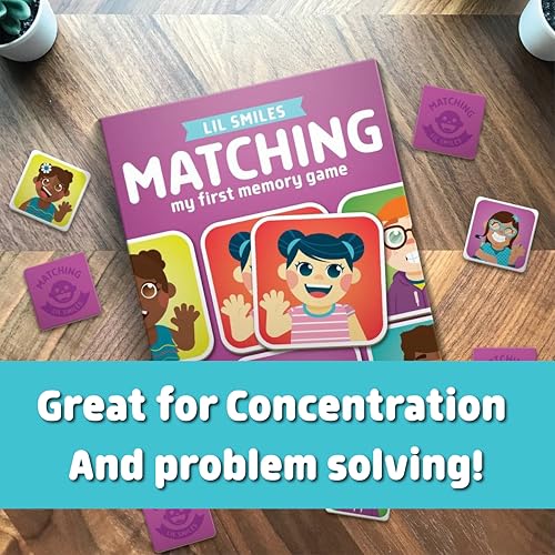 Chuckle & Roar Lil Smiles Matching Memory Game – Preschool Concentration Board Game with Friendly Faces, 3 Themed Decks (at Home, Outside, On-The-Go), 180 Cards, 2–6 Players, Ages 6+ - color: Lil Smiles