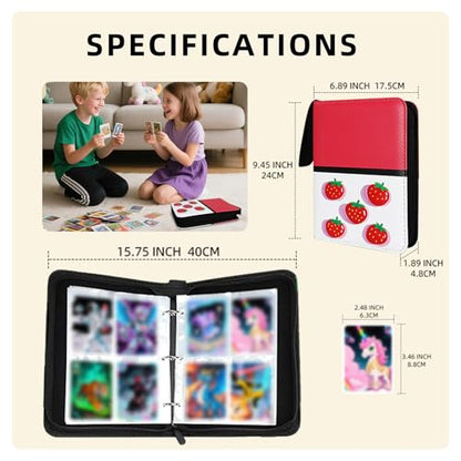 Collectible Trading Card Albums,4 Pocket Card Binder, 400 Double Sided Pocket,PU Premium Zip Trading Card Binder for TCG, MTG,Sports Cards (Purple White) - color: Purple White