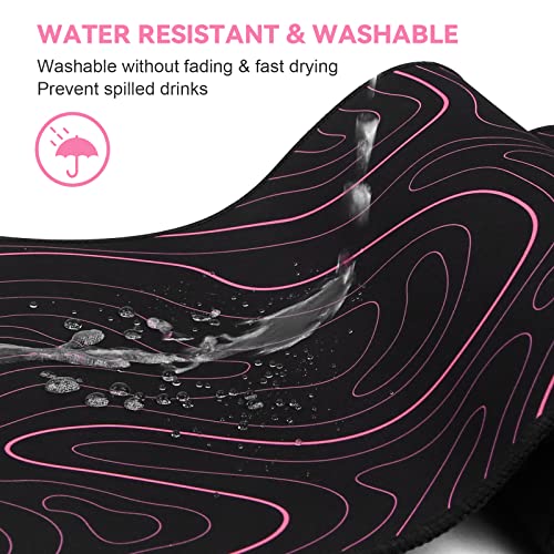 DIGSOM Gaming Mouse Pad, Black with Red Topographic Line, 31.5x11.8in | XL Mouse mat, Smooth surface, Anti-slip rubber base, For keyboard and mouse, For home and office use - color: Red Topographic