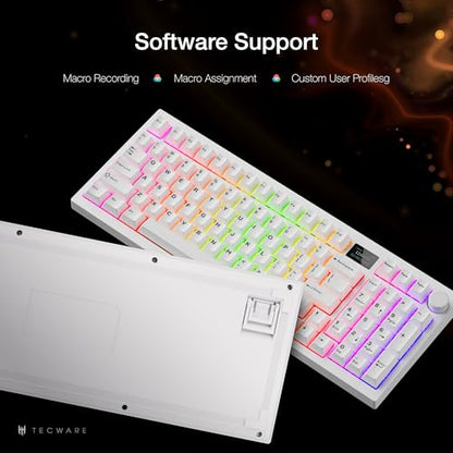 TECWARE Spectre 96% RGB Mechanical Gaming Keyboard | Customizable LCD Screen | Tri-Mode Wireless with Knob | Gasket Mount | South Face 5-Pin Hot-Swappable Sockets | White Cocoa Brown Switch - color: Cocoa Brown