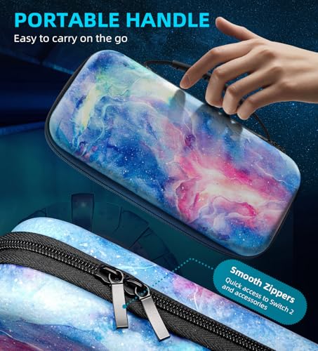TiMOVO Carrying Case Compatible with Nintendo Switch 2, Dreamy Nebula | Travel Carry Case, 10 Game Cartridges & Pocket, Protective Portable Hard Shell Pouch, For Console & Accessories - color: Dreamy Nebula