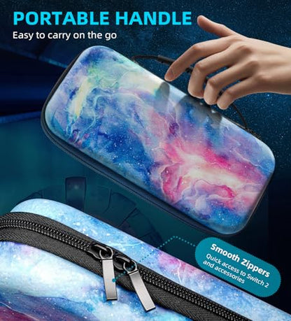 TiMOVO Carrying Case Compatible with Nintendo Switch 2, Dreamy Nebula | Travel Carry Case, 10 Game Cartridges & Pocket, Protective Portable Hard Shell Pouch, For Console & Accessories - color: Dreamy Nebula