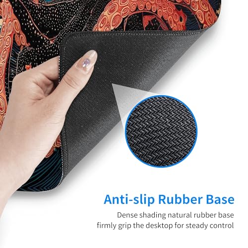 Japanese Octopus Gaming Mouse Pad Extended Large Mouse Mat 31.5 X 11.8 Inch Nonslip Rubber Base Long Desk Pad Stitched Edges Mousepad Mice Pad for Office Home Game - color: Japanese Octopus