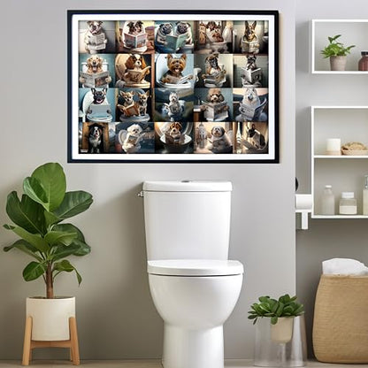 Think2Master Pooping Dogs 250 Pieces Jigsaw Puzzle Featuring heartwarming Puppies and Dogs. Perfect Bathroom Decoration, White Elephant Gag Gift. Fun Puzzle for Adults & Seniors Size: 14.2” X 19.3” - style: Pooping Dogs