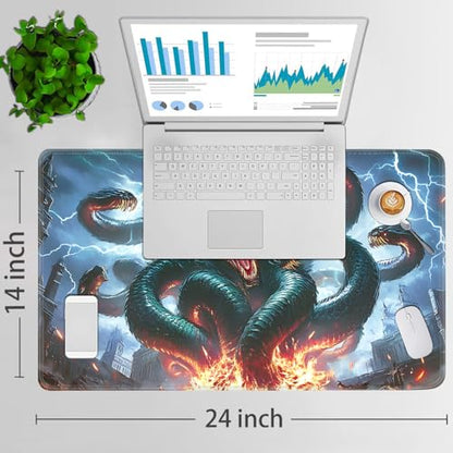 for MTG Game Playmat - 24 x 14 inches with Dices and Storage Bags, Non-Slip Base for TCG and Board Game Card Mats, Trading Card Games Mat, Demon Dragon Pattern Collectible Card Playmats - color: Jv-playmat-p7-1-g193