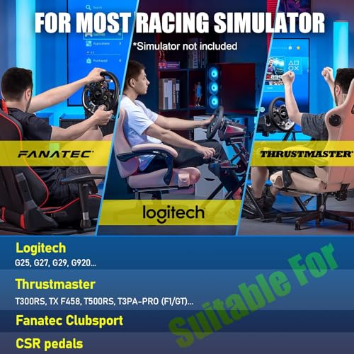 GTPLAYER Sim Racing Wheel Stand Simulator Cockpit Wheel Stand Racing Steering Shifter Mount fit for Logitech G25 G27 G29 G920 G923 Thrustmaster T330TS Gaming Stand Wheel Pedals NOT Included, Black - color: Black
