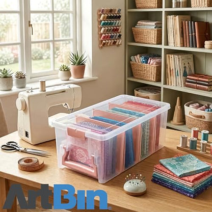 ArtBin Semi Satchel 휴대용 공예 정리함, 칸막이 3개 포함 - 미술 및 공예 용품을 위한 투명 플라스틱 보관 케이스 | 탈착식 칸막이 3개, 39.9 x 20.3 x 16.2cm(15.2 x 8 x 6.2인치), 안전한 걸쇠, 운반 손잡이, 투명하고 내구성 - color: 로즈 골드., size: Pack of 1
