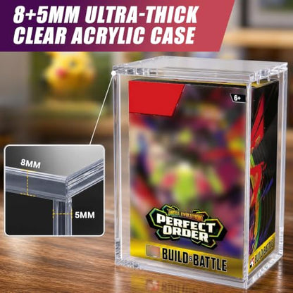 Booster Bundle Acrylic Display Case(Taller Version) | Compatible with Perfect Order & Ascended Heroes & Chaos Rising, 8+5mm Ultra Thick Clear Storage Box with Magnets