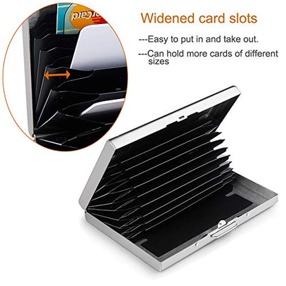 RFID Credit Card Holder Protector Metal Credit Card Wallet Business Card Holder for Men Women Gift Box Package (Silver) - color: 01 Silver