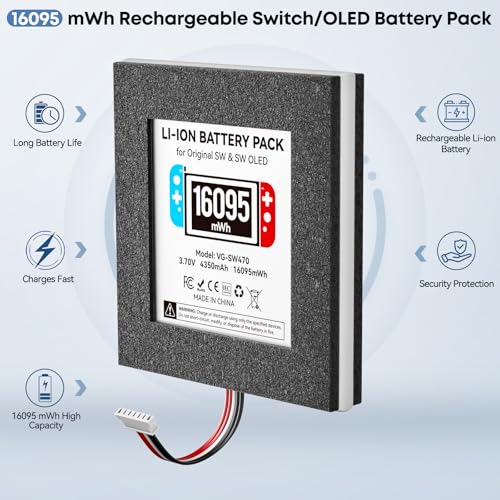 Kosker Switch 1 Battery Replacement Kit Compatible with Nintendo Console HAC-001 & OLED HEG-001, 16095mWh HAC-003 Switch Battery with Extra Repair Tools Kit for Extended Gaming, 1 Pack - style: SW Style